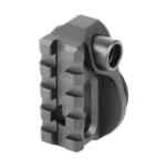 Strike AR Picatinny Stock Adapter black, angled view with rail slots and circular socket