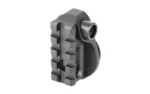 Strike AR Picatinny Stock Adapter black, angled view with rail slots and circular socket