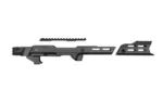STRIKE MOD CHASSIS RUGER 10/22 black chassis in side view with separate handguard and top rail