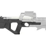 STRIKE MOD CHASSIS FN PS90 black chassis in side view with white translucent component overlay