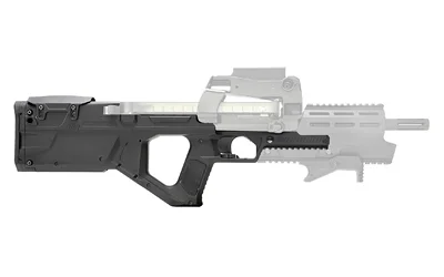 primary-13824 STRIKE MOD CHASSIS FN PS90 black chassis in side view with white translucent component overlay