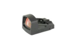 Shield Sights RMS2 black mini sight in front three-quarter view with red-tinted lens