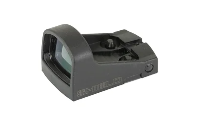 Shield Sights SHLDS SMS POLY MINI SGHT, black front-left view with tinted lens and adjustment controls