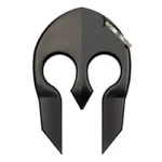 PS Products PS SPARTAN SELF DEFENSE KYCHN BLK black Spartan helmet-shaped keychain, front view