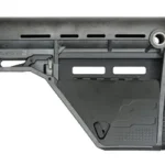 AMEND2 AMSLOWS CARB STK MIL-SPEC GRY, gray adjustable stock with cutouts, right-side view