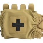 Eagle Med Pouch 500D Belt IFAK coyote, front view with black cross patch and belt loops