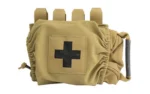 Eagle Med Pouch 500D Belt IFAK coyote, front view with black cross patch and belt loops