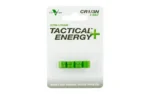 VIRIDIAN 1/3N LITHIUM BATTERY 4PK retail blister pack, front view with green batteries