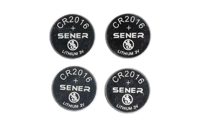 primary-14184 Viridian Tactical CR2016 lithium batteries, top view of four black coin cells