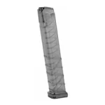 Charles Daly MAG Chiappa translucent gray extended pistol magazine, angled front view
