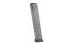 Charles Daly MAG Chiappa translucent gray extended pistol magazine, angled front view