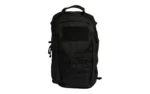 Grey Ghost Gear GGG LTWT Assault Pack Mod 1 Black, front view with handle, webbing and zip pockets