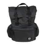 Grey Ghost Gear GGG Drifter Pack, black front view with flap, buckles and side pockets