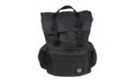 Grey Ghost Gear GGG Drifter Pack, black front view with flap, buckles and side pockets