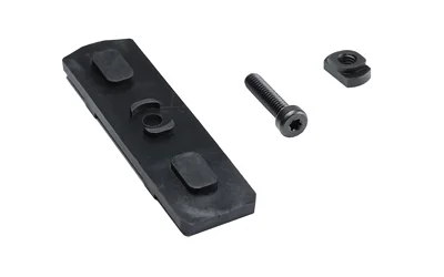 UNITY AXON M-LOK MOUNTING KIT BLK, black angled top view with rectangular mount, screw and nut