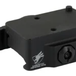 American Defense Mfg. RMR LW QD Mount Low LH, black angled view with rectangular base and side lever