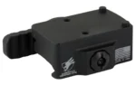 American Defense Mfg. RMR LW QD Mount Low LH, black angled view with rectangular base and side lever