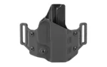 Crucial OWB for SIG P365 RH black holster, front view with dual belt loops and visible screws