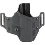 Crucial RH OWB Springfield Hellcat Pro black holster, front view with dual belt loops