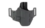 Crucial RH OWB Springfield Hellcat Pro black holster, front view with dual belt loops