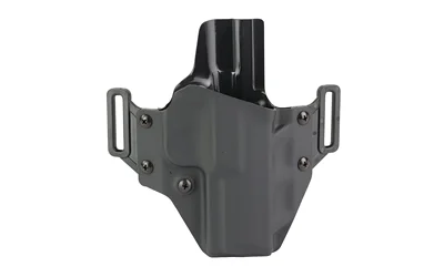 primary-14483 Crucial OWB FN 509/510/545 RH black holster, front view with dual belt loops and screws