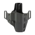 Crucial RH Covert OWB Echelon black holster, front view with dual belt loops and screws