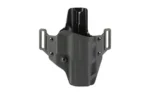 Crucial RH Covert OWB Echelon black holster, front view with dual belt loops and screws