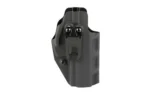Crucial Ambi Covert IWB HK VP9 black holster, rear view with belt clip and screws