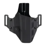 CRUCIAL OWB FOR GLOCK 17 black holster, front view with two belt loops and molded shell