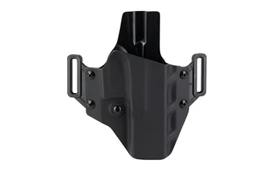 CRUCIAL OWB FOR GLOCK 17 black holster, front view with two belt loops and molded shell