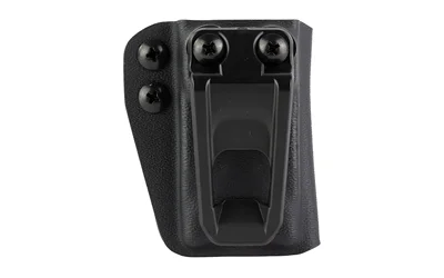 CRUCIAL MAG FOR GLK 43X/TAURUS MAG black pouch, front view with belt clip and screws
