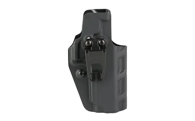 CRUCIAL IWB SPGFD PRODIGY AMBI BLK black holster, rear view with belt clip and screws