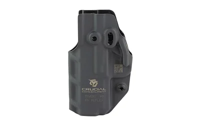 primary-14499 Crucial Ambi Covert IWB FN Reflex black holster, front view with belt clip and mounting screws