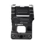 UNITY FAST AEMS BLK black optic mount, front view with open center and mounting screws