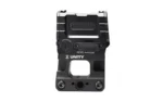 UNITY FAST AEMS BLK black optic mount, front view with open center and mounting screws