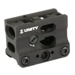UNITY FAST MICRO-SB DUTY/COMP M5S BK black optic mount, angled front view with cutouts and screws