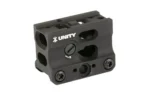 UNITY FAST MICRO-SB DUTY/COMP M5S BK black optic mount, angled front view with cutouts and screws