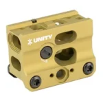UNITY FAST MICRO-SB DUTY/COMPM5S FDE tan optic mount, angled front view with cutouts and screws