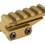 UNITY FAST ACCESSORY RISER FDE, tan three-quarter view with rail slots and two side screws