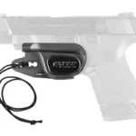 Raven Vanguard 2 M&P Shield, black trigger guard holster with cord shown on pistol outline