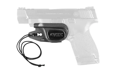 Raven Vanguard 2 M&P Shield, black trigger guard holster with cord shown on pistol outline