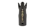 BAD BATTELARMS THMPR, black front view with four-prong crown and gold lettering