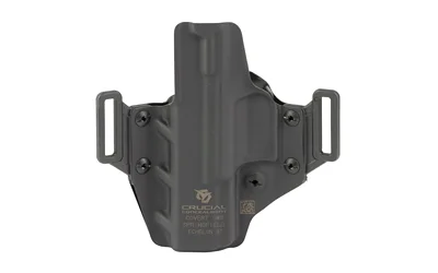 primary-14591 CRUCIAL CVRT OWB FOR ECHELON 4.0C BK black holster, rear view, with belt loops and mounting screws