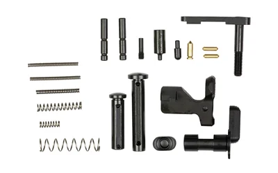 WILSON RCVR KT LOWER SM PRT BLT AR10 black and metal small parts arranged in rows