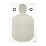 ACTION TGT QUAL ANATOMY GREY, front view of grey silhouette target with two circular markers