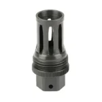 KGM QUICK DETACH FLASH HIDER black flash hider, angled view, with open slots and threaded base