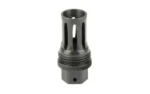 KGM QUICK DETACH FLASH HIDER black flash hider, angled view, with open slots and threaded base