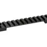 DNZ SAV AXIS PIC RAIL 20MOA 8-40, black slotted rail in angled top view with mounting holes