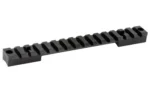 DNZ SAV AXIS PIC RAIL 20MOA 8-40, black slotted rail in angled top view with mounting holes