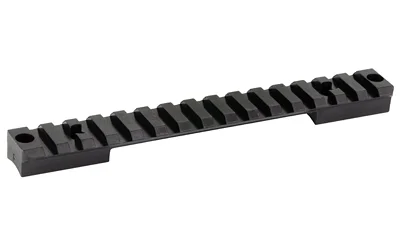 DNZ SAV AXIS PIC RAIL 20MOA 8-40, black slotted rail in angled top view with mounting holes